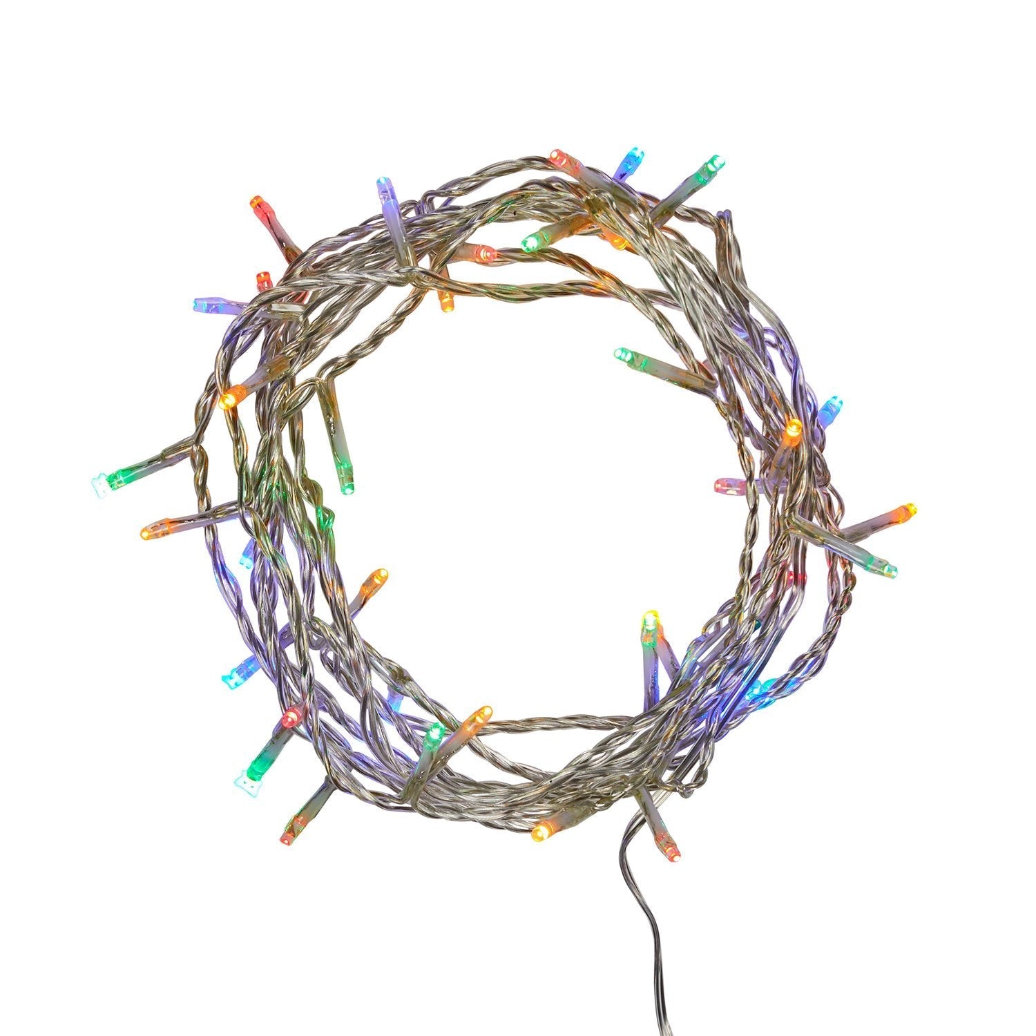50 Multi Coloured LED Fairy Lights On Clear Cable