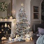 Beaded Silver Star Micro LED Christmas Tree Topper