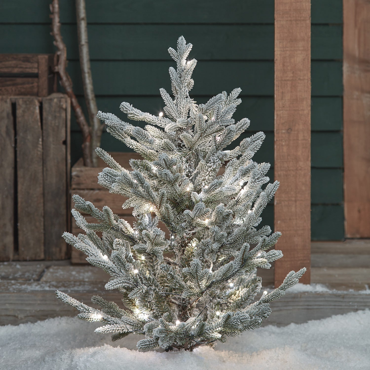 3ft Dual Colour LED Snowy Outdoor Christmas Tree Stake