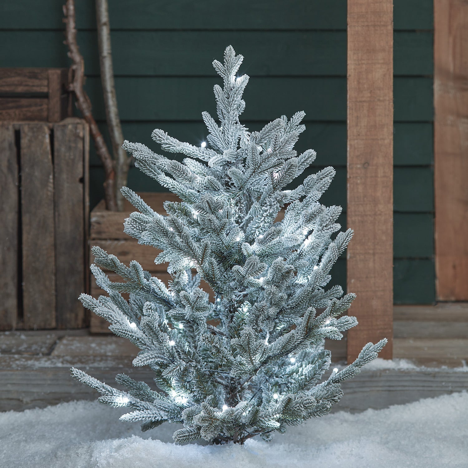 3ft Dual Colour LED Snowy Outdoor Christmas Tree Stake