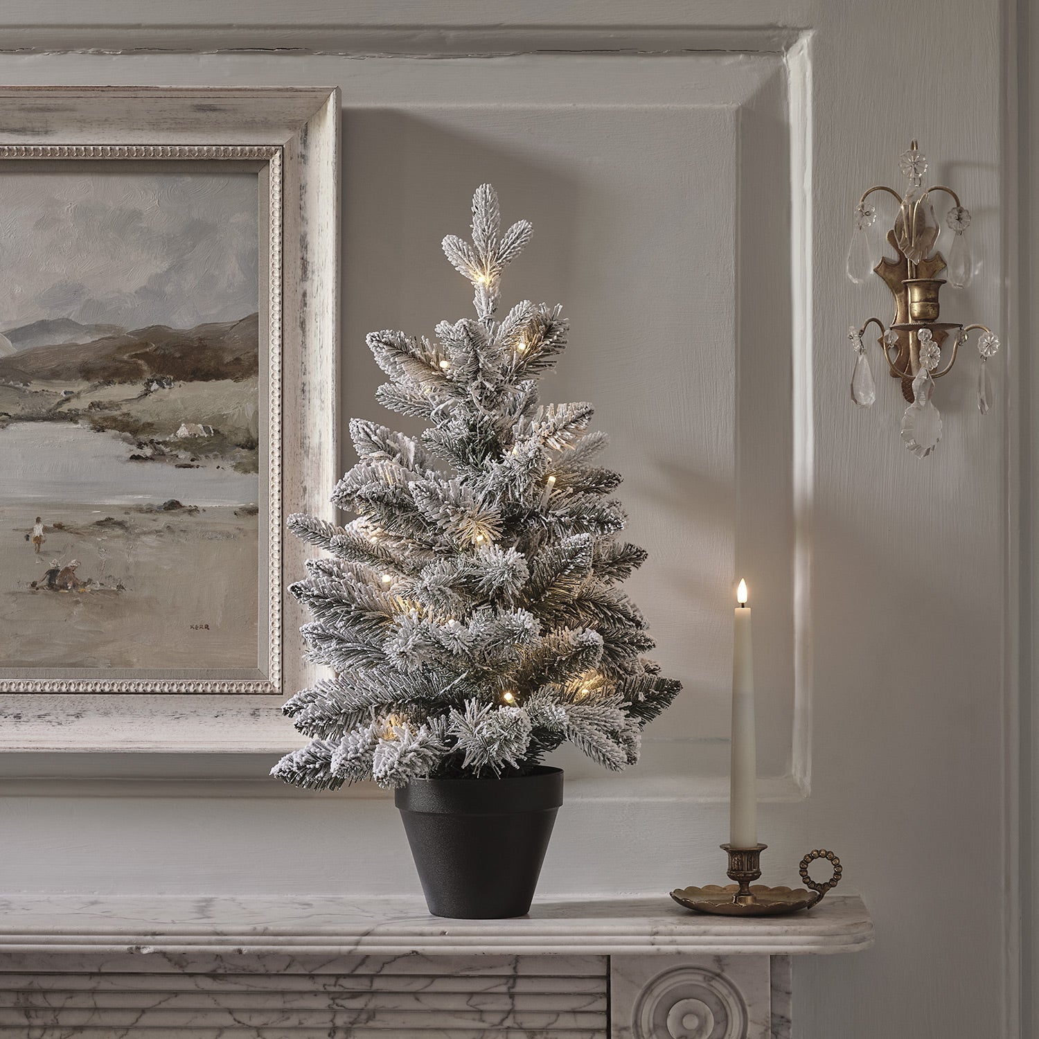 60cm Pre Lit Snowy Christmas Tree