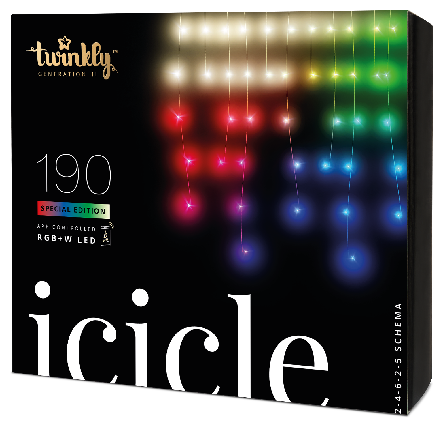 5m 190 LED Twinkly Smart App Controlled Icicle Lights Multi Coloured & White Edition