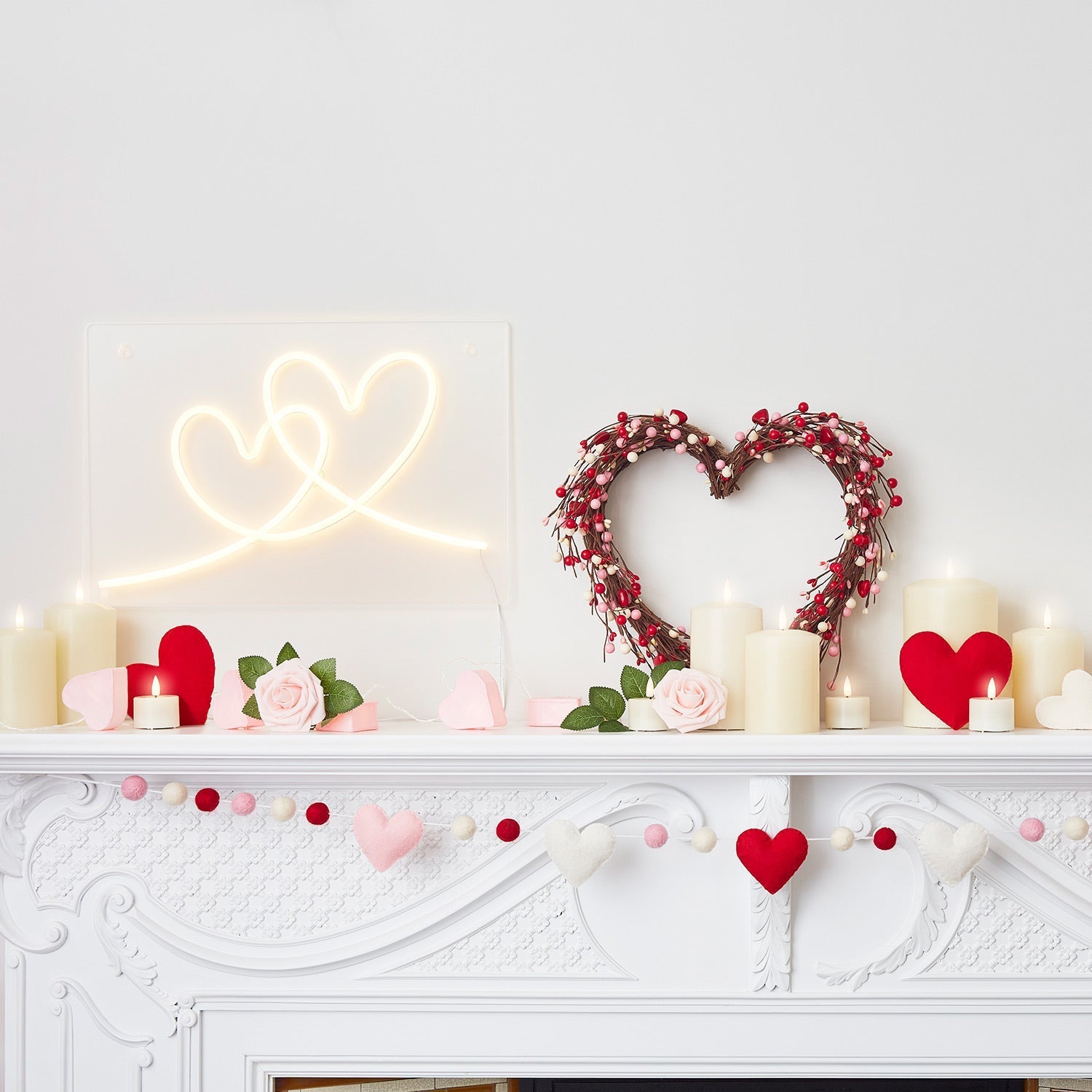 Set of 3 Felt Heart Decorations