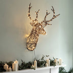 84cm Studley Rattan Stag's Head LED Wall Light