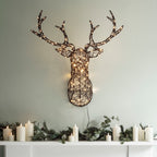 84cm Studley Rattan Stag's Head LED Wall Light