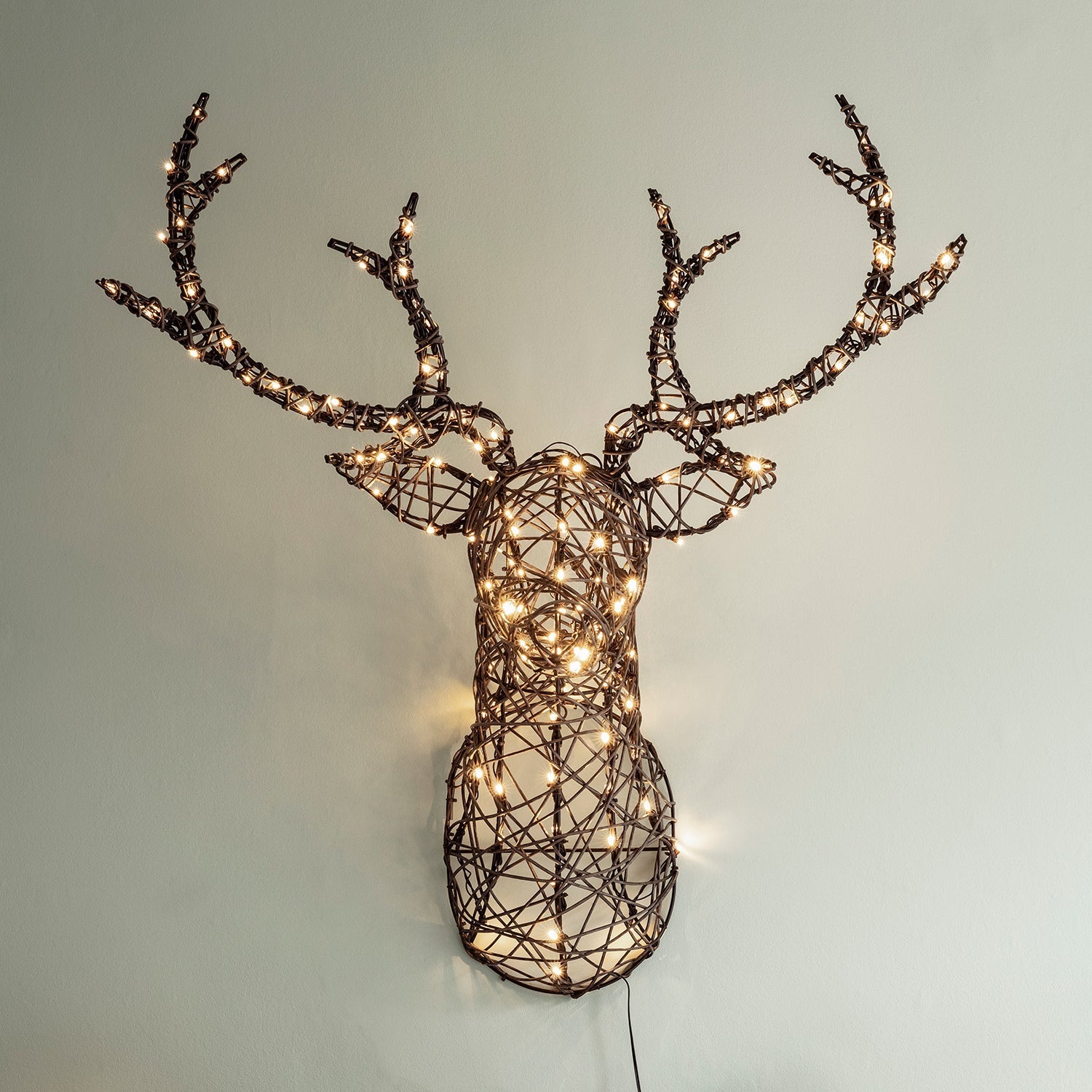 84cm Studley Rattan Stag's Head LED Wall Light