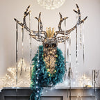 84cm Studley Rattan Stag's Head LED Wall Light