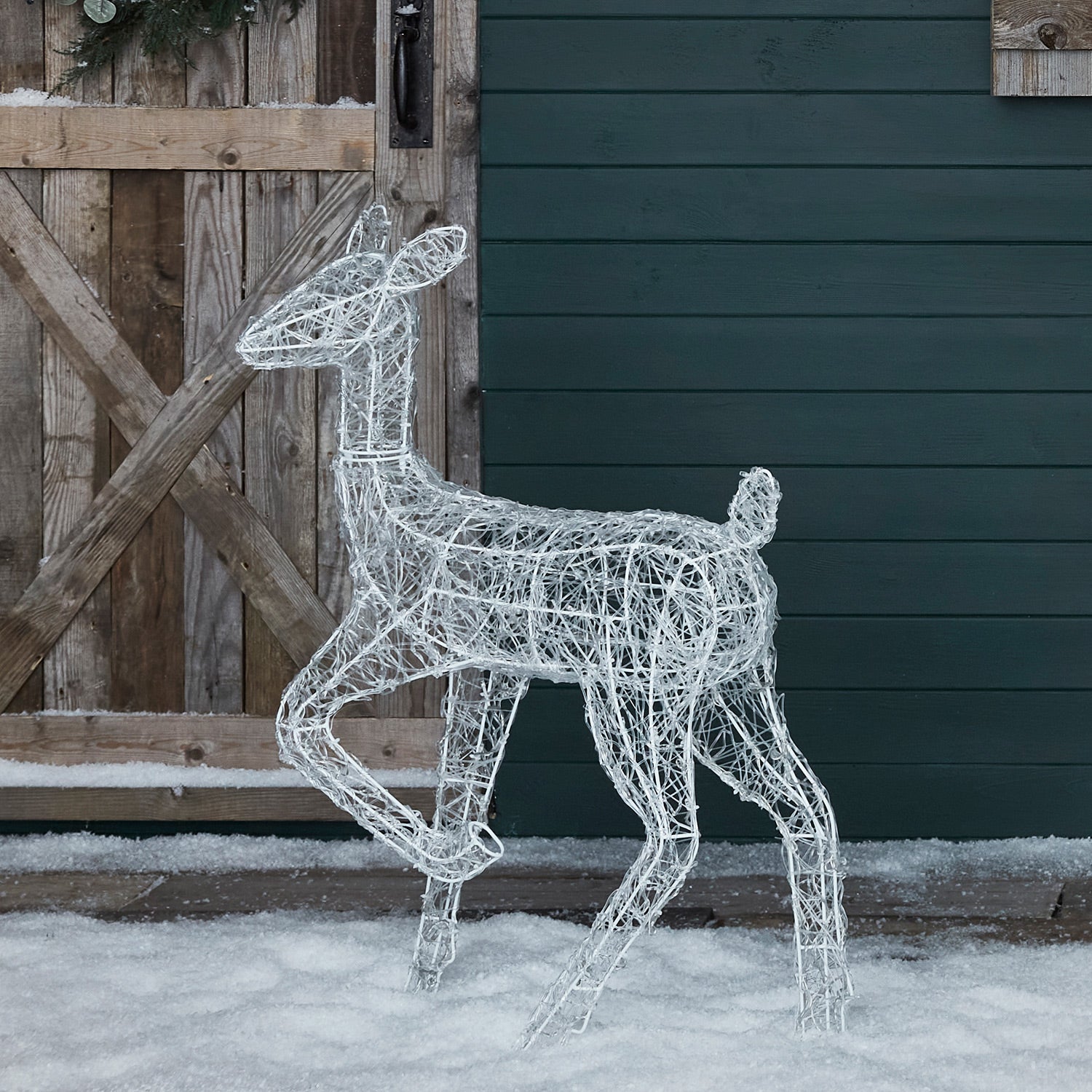 90cm Swinsty Doe & Fawn Acrylic Light Up Reindeer Duo