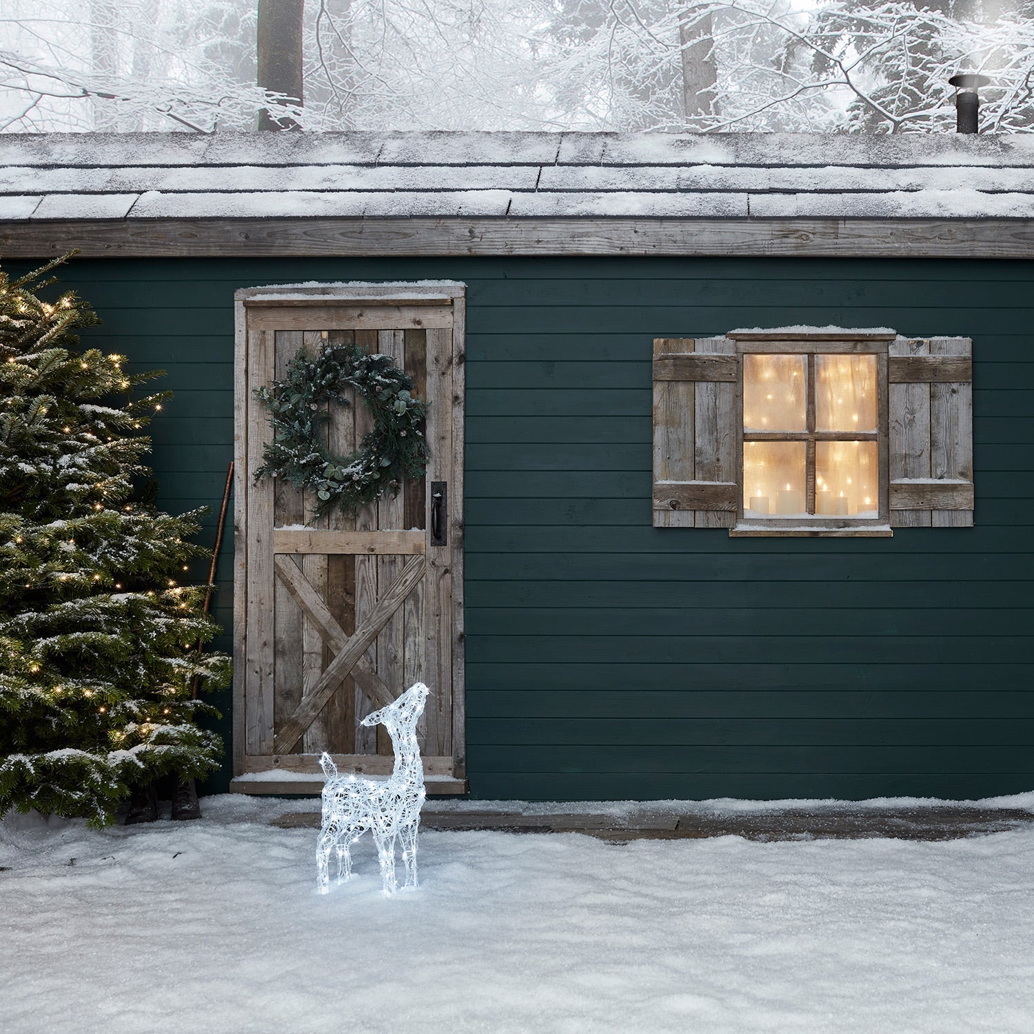 90cm Swinsty Doe & Fawn Acrylic Light Up Reindeer Duo