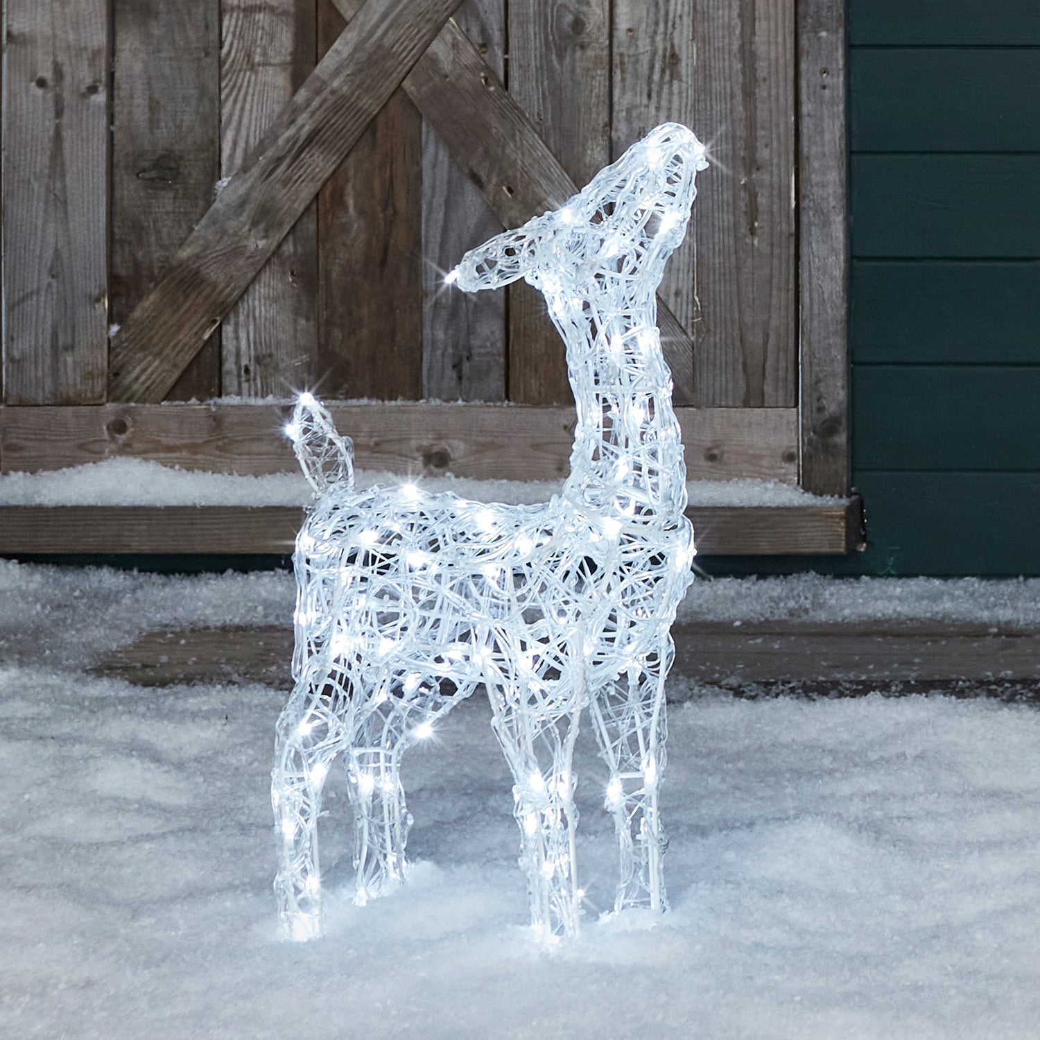 90cm Swinsty Doe & Fawn Acrylic Light Up Reindeer Duo