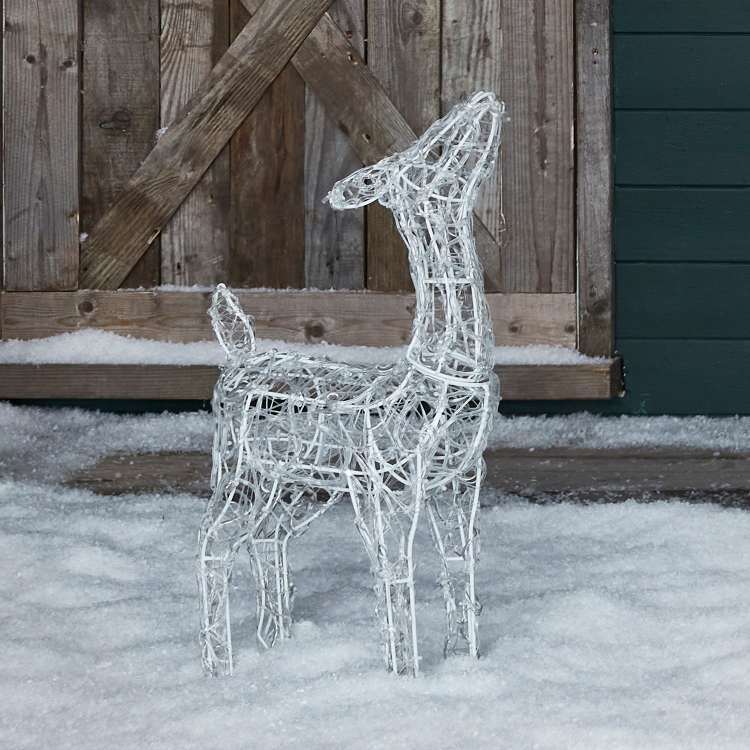 90cm Swinsty Doe & Fawn Acrylic Light Up Reindeer Duo