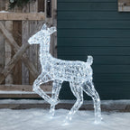 90cm Swinsty Doe & Fawn Acrylic Light Up Reindeer Duo