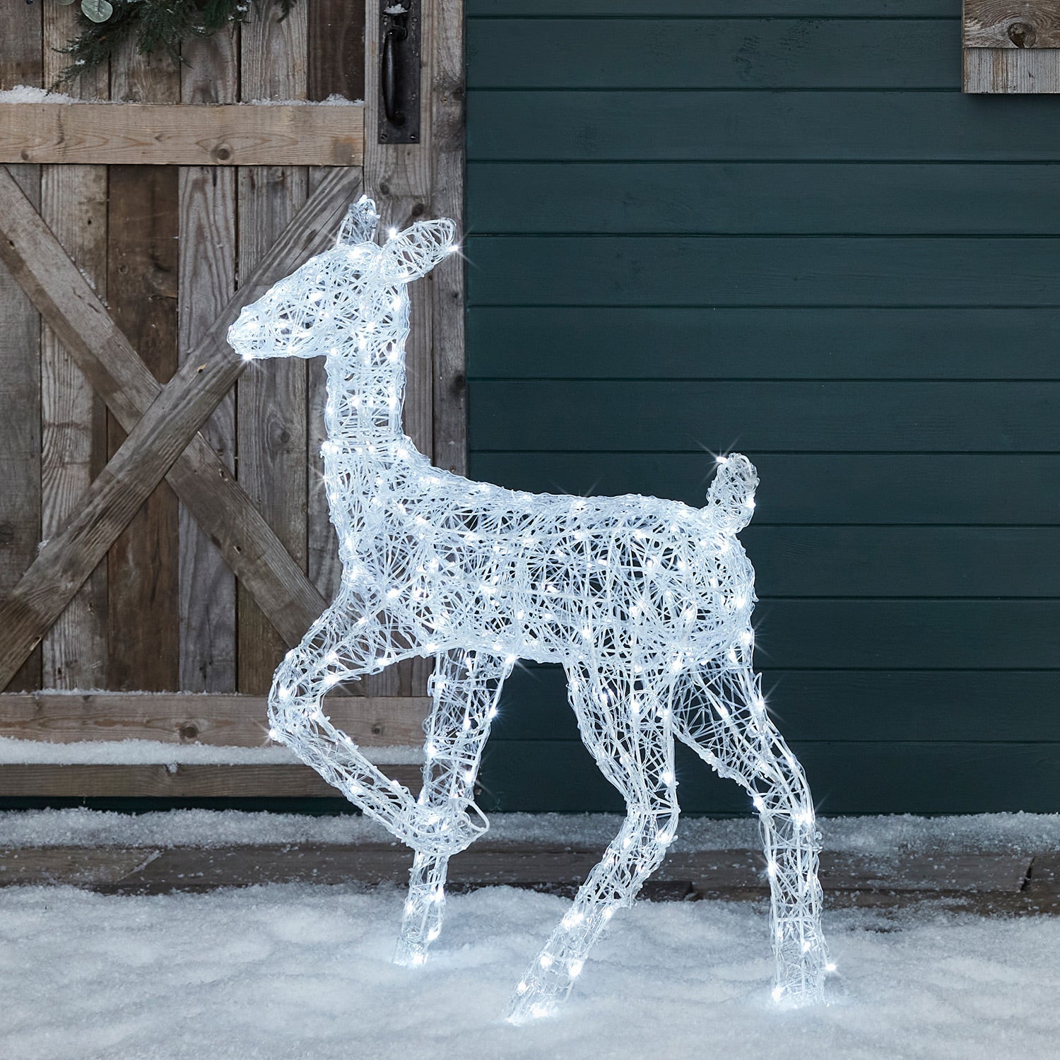 90cm Swinsty Doe & Fawn Acrylic Light Up Reindeer Duo