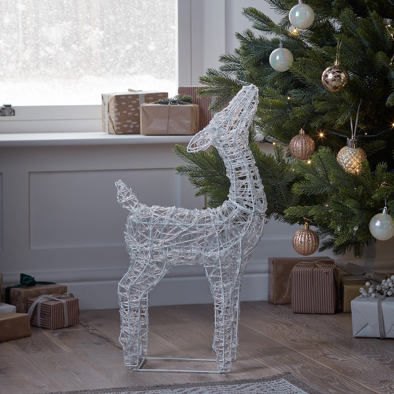 90cm Swinsty Doe & Fawn Acrylic Light Up Reindeer Duo