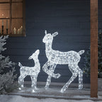 90cm Swinsty Doe & Fawn Acrylic Light Up Reindeer Duo