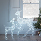 90cm Swinsty Doe & Fawn Acrylic Light Up Reindeer Duo
