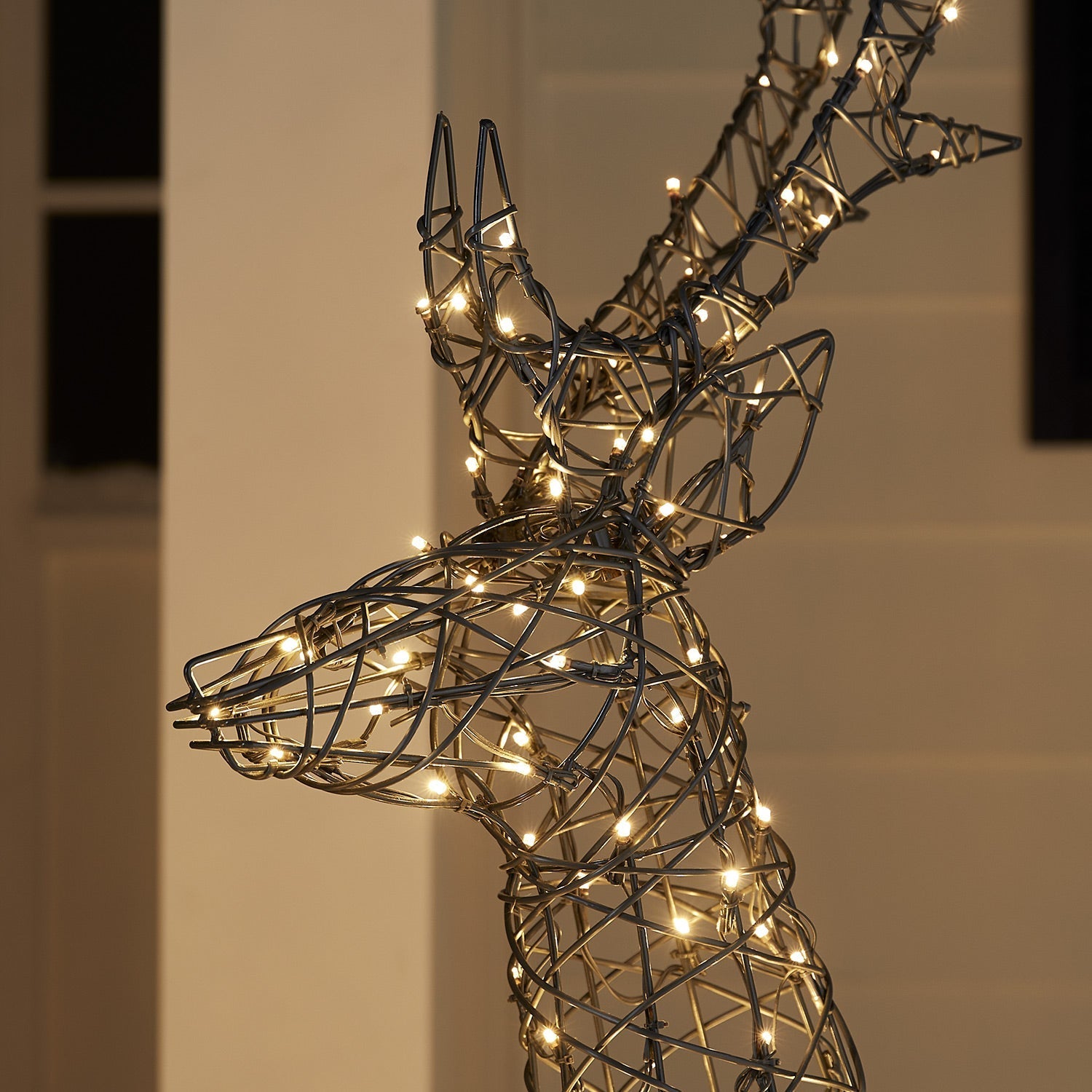 1.4m Regular Harlow Rattan Stag Dual Colour LED Light Up Reindeer