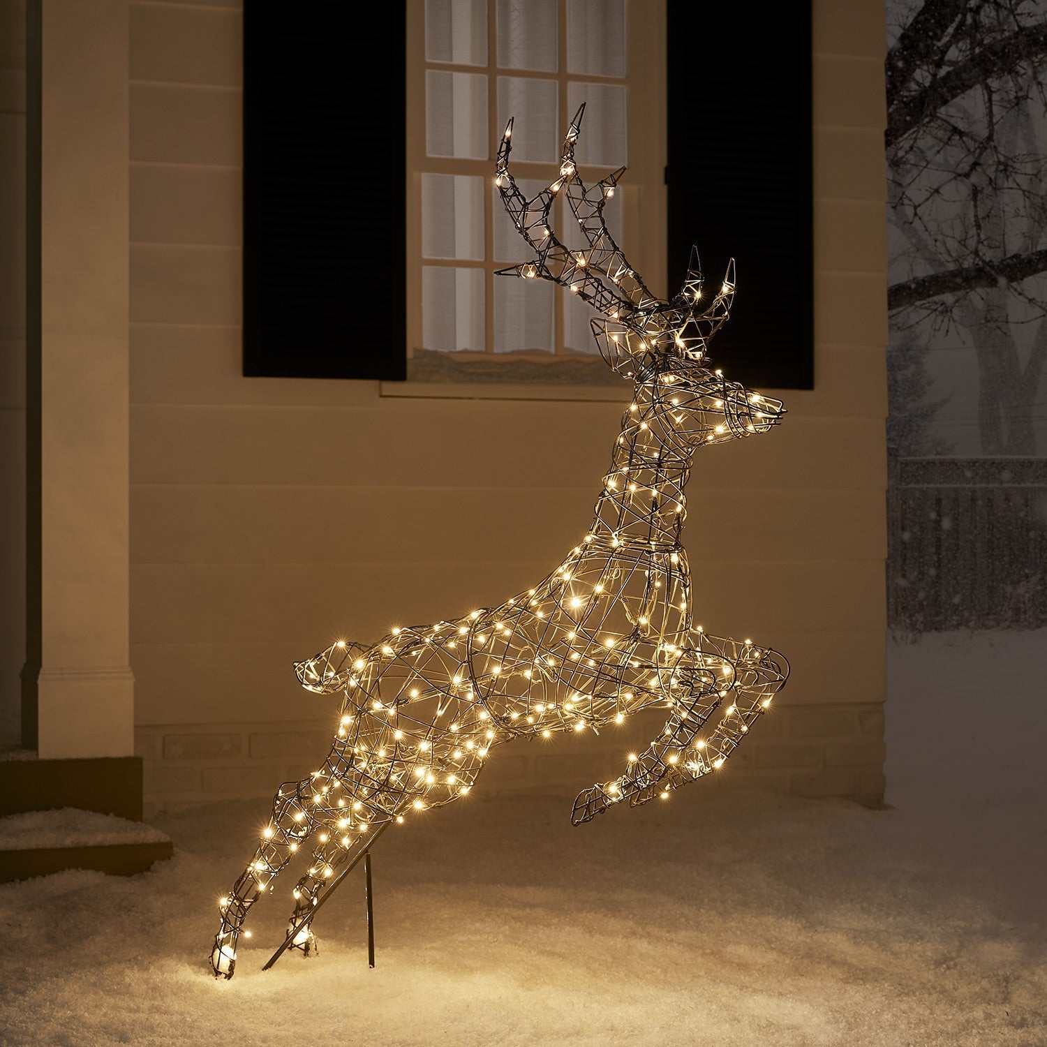 1.4m Regular Harlow Rattan Stag Dual Colour LED Light Up Reindeer