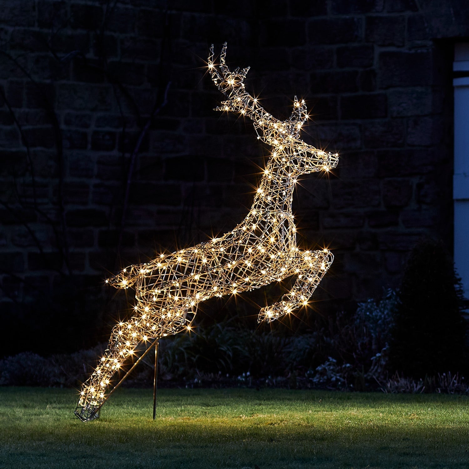 1.4m Regular Harlow Rattan Stag Dual Colour LED Light Up Reindeer