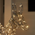1m Regular Harlow Rattan Doe & Fawn Dual Colour LED Light Up Reindeer Duo