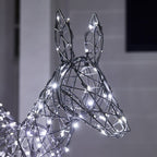 1m Regular Harlow Rattan Doe & Fawn Dual Colour LED Light Up Reindeer Duo