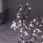 1m Regular Harlow Rattan Doe & Fawn Dual Colour LED Light Up Reindeer Duo