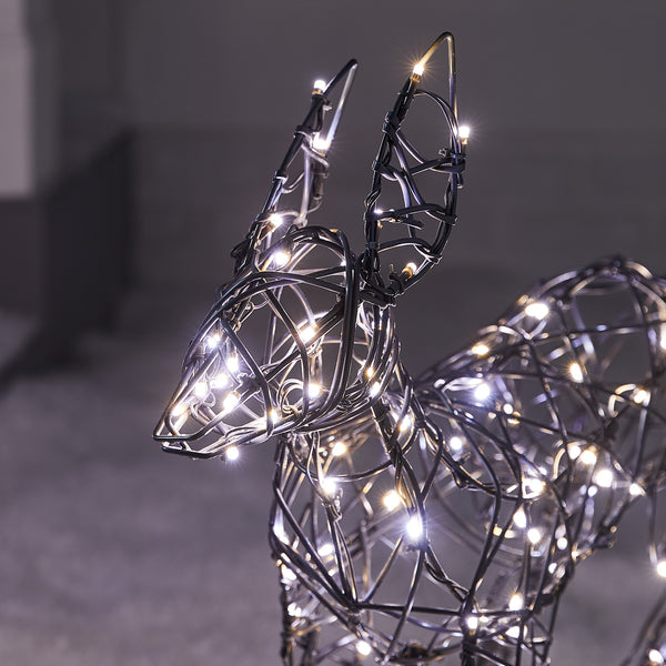 1m Regular Harlow Rattan Doe & Fawn Dual Colour LED Light Up Reindeer Duo