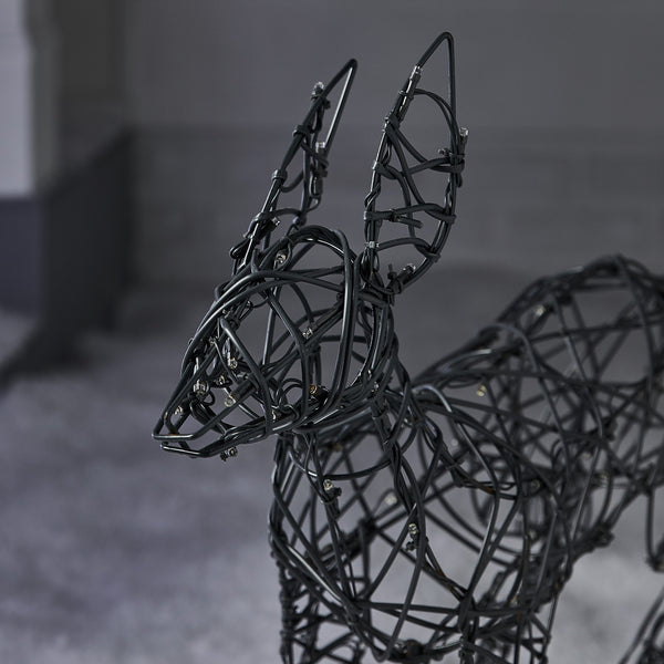 1m Regular Harlow Rattan Doe & Fawn Dual Colour LED Light Up Reindeer Duo