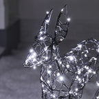 1m Regular Harlow Rattan Doe & Fawn Dual Colour LED Light Up Reindeer Duo