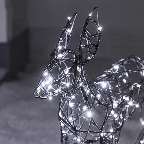 1m Regular Harlow Rattan Doe & Fawn Dual Colour LED Light Up Reindeer Duo