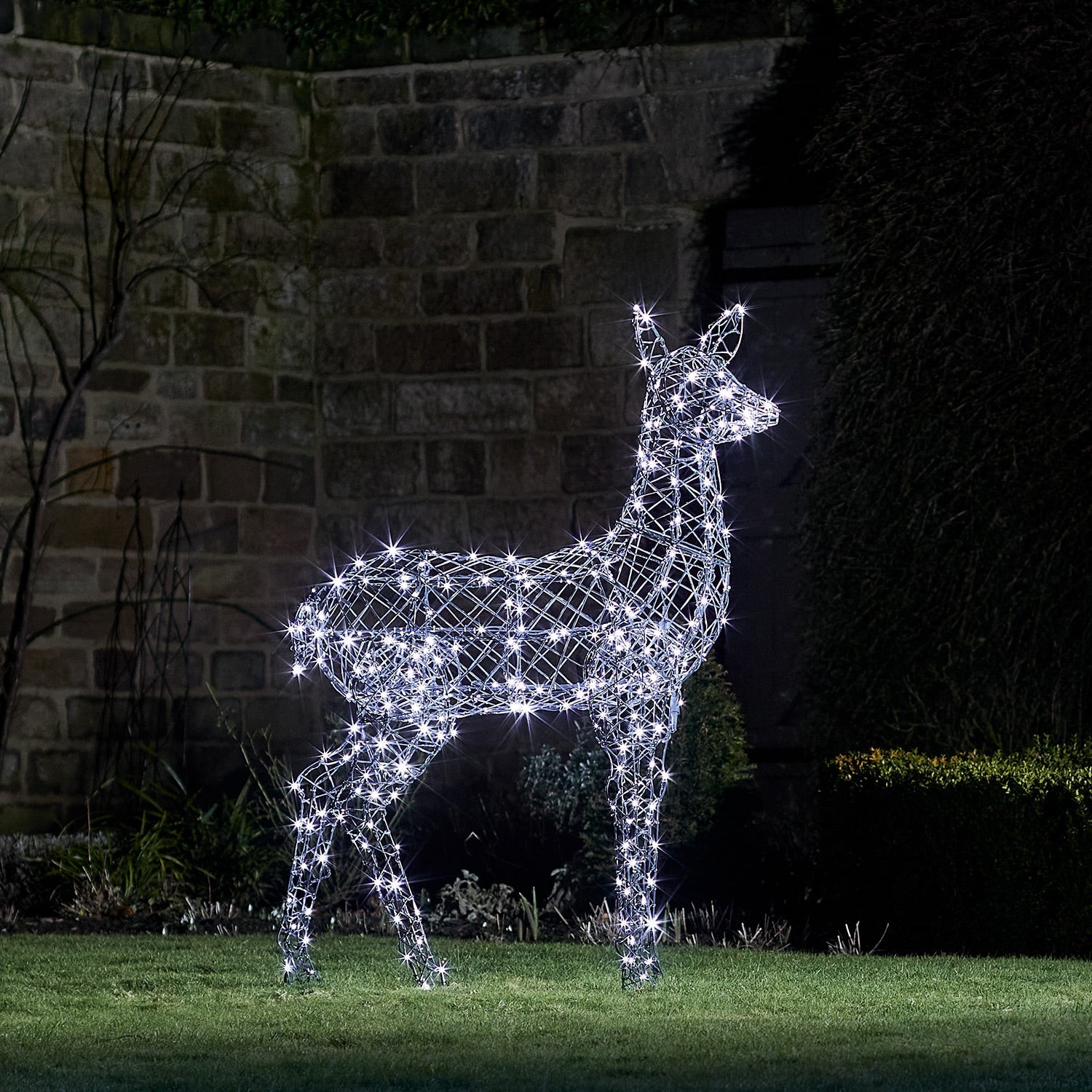 1.3m Large Harlow Rattan Doe Dual Colour LED Light Up Reindeer