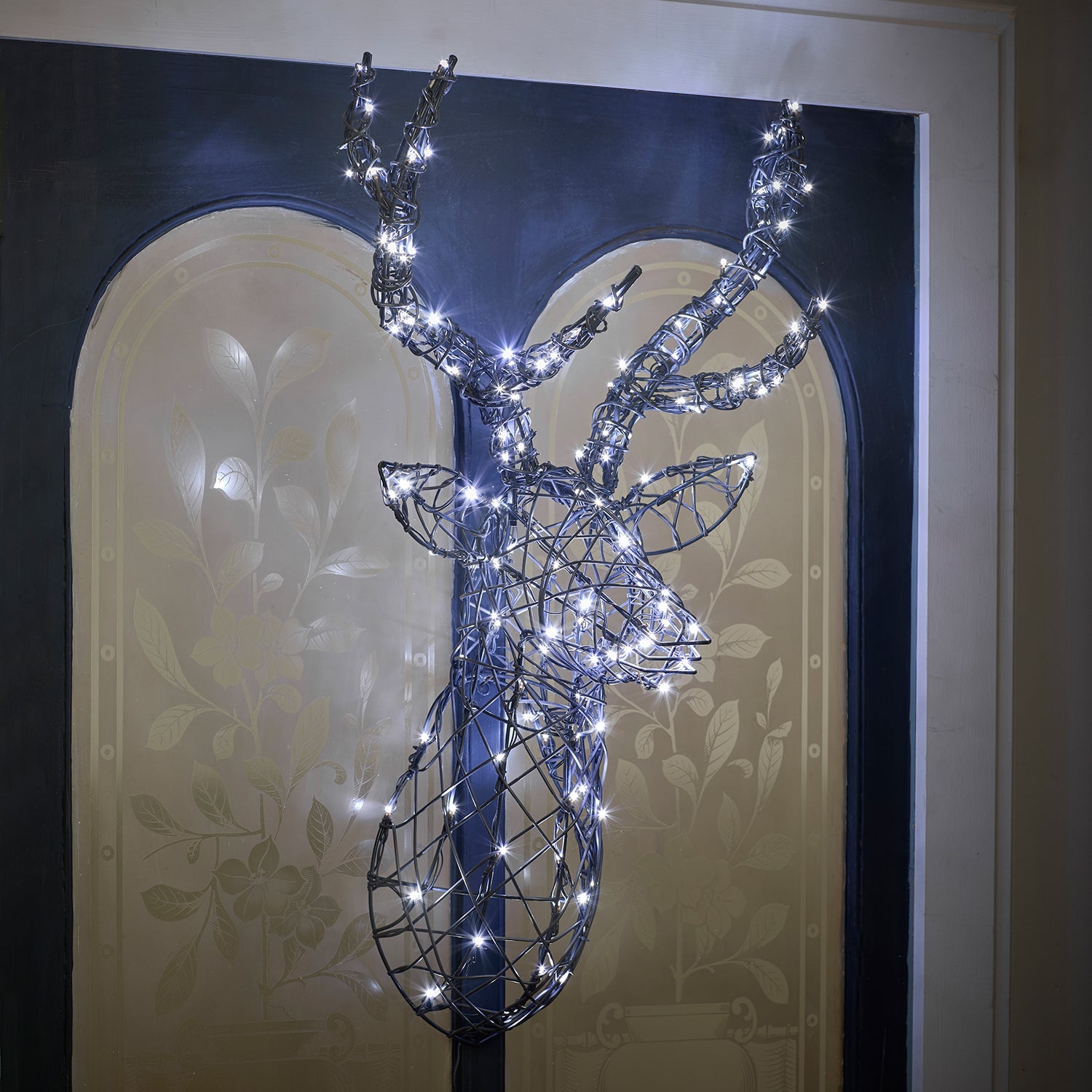 80cm Harlow Rattan Stag's Head Dual Colour LED Wall Light