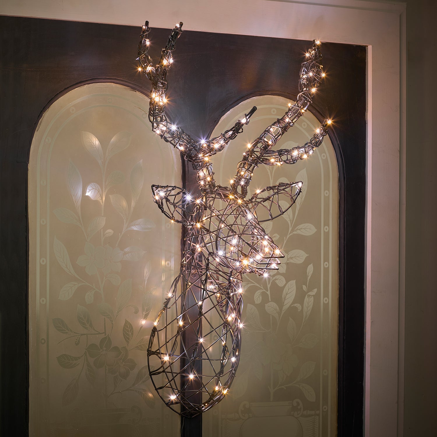 80cm Harlow Rattan Stag's Head Dual Colour LED Wall Light