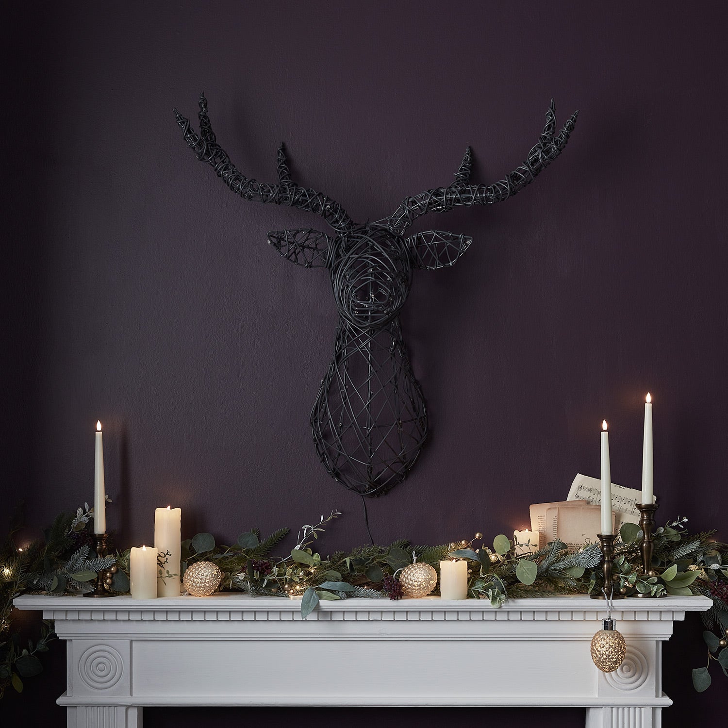 80cm Harlow Rattan Stag's Head Dual Colour LED Wall Light