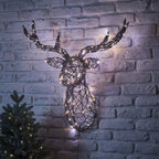 80cm Harlow Rattan Stag's Head Dual Colour LED Wall Light