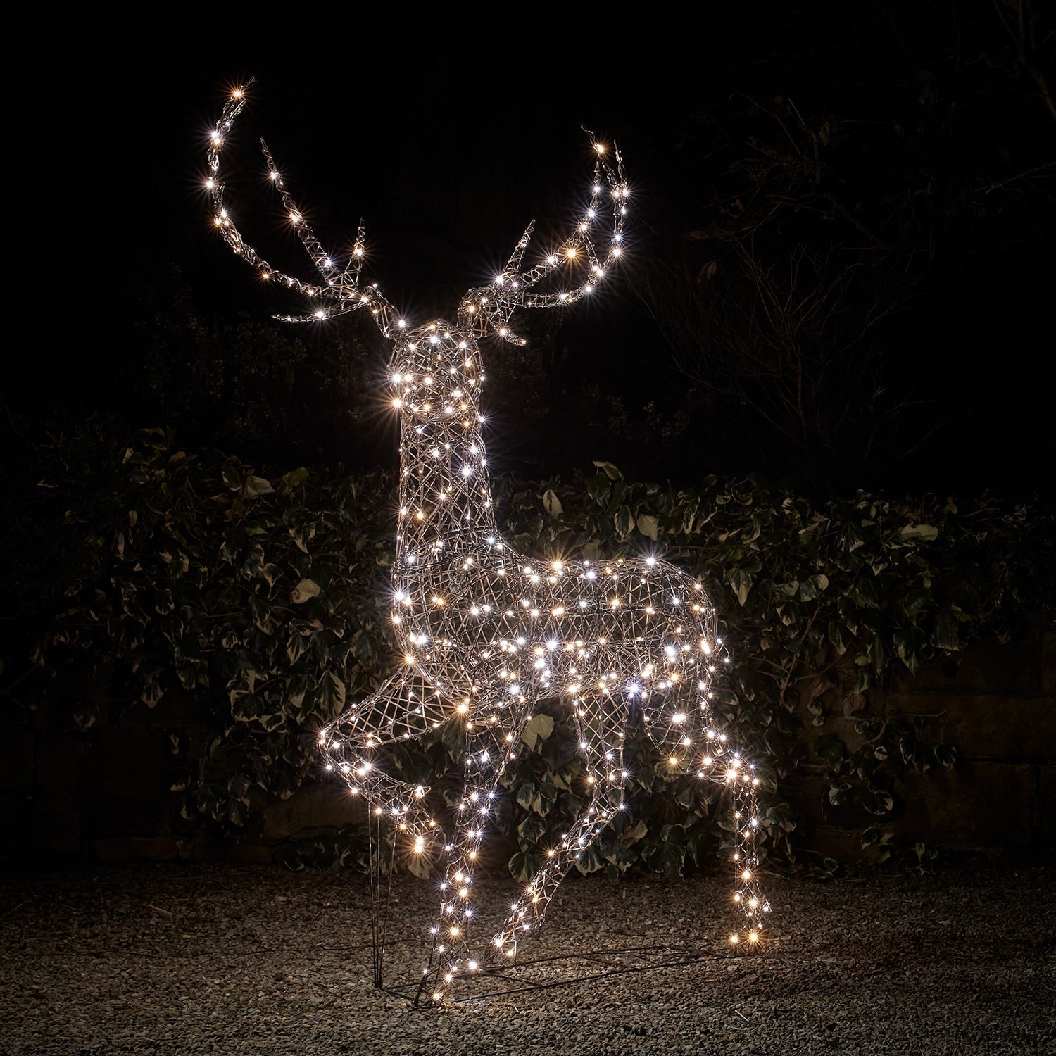 2m Solar Powered Studley Rattan Stag Dual Colour LED Light Up Reindeer