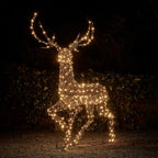 2m Solar Powered Studley Rattan Stag Dual Colour LED Light Up Reindeer