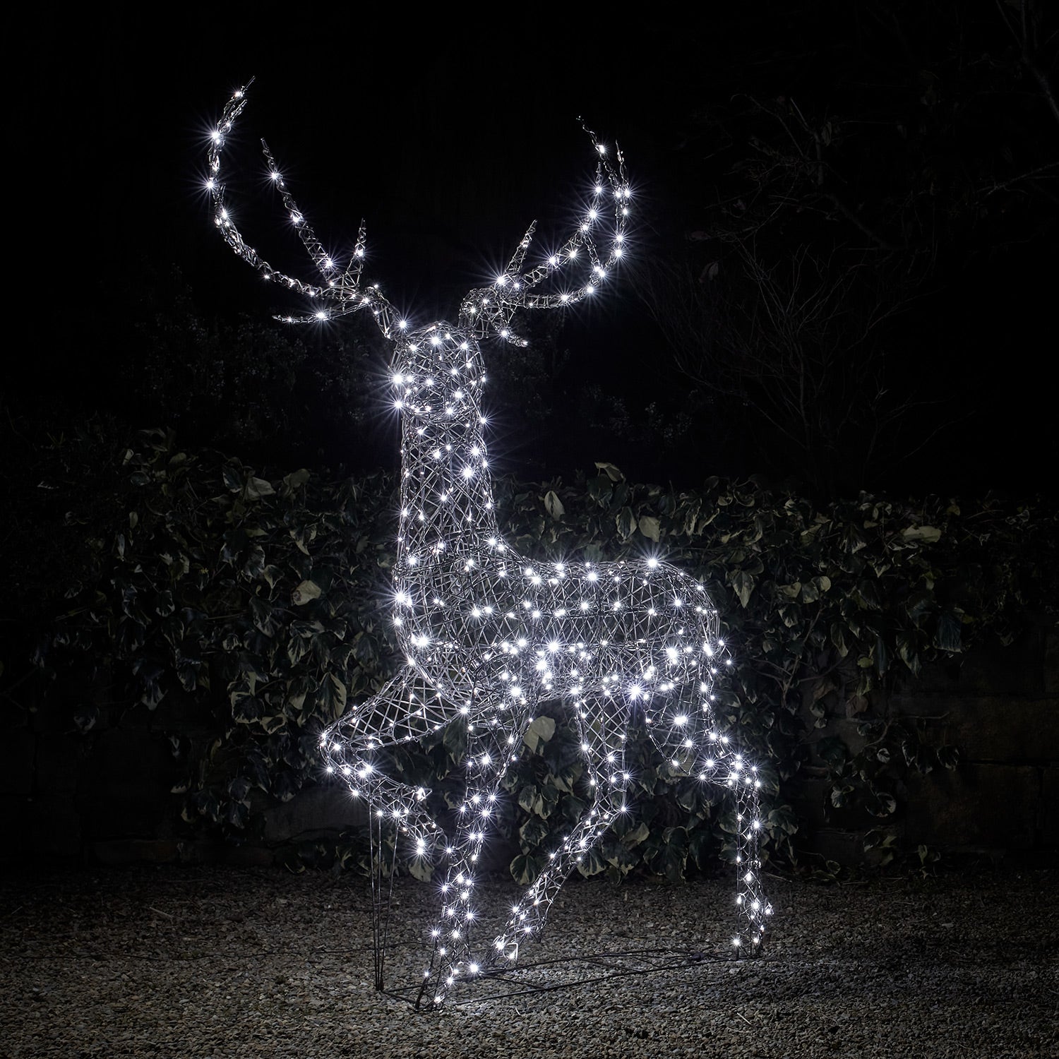 2m Solar Powered Studley Rattan Stag Dual Colour LED Light Up Reindeer