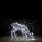 1m Solar Powered Studley Rattan Doe Dual Colour LED Light Up Reindeer