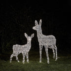 1.05m Swinsty Doe & Fawn Dual Colour LED Battery Operated Outdoor Reindeer