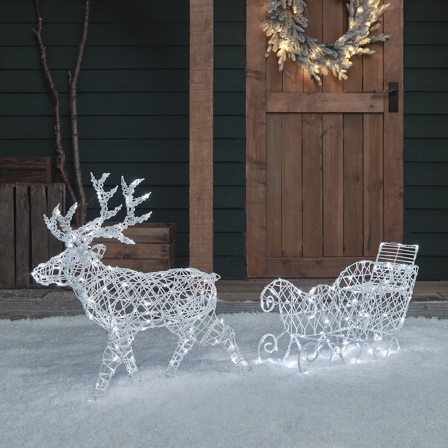 70cm Arkendale Dual LED Battery Operated Outdoor Reindeer & Sleigh