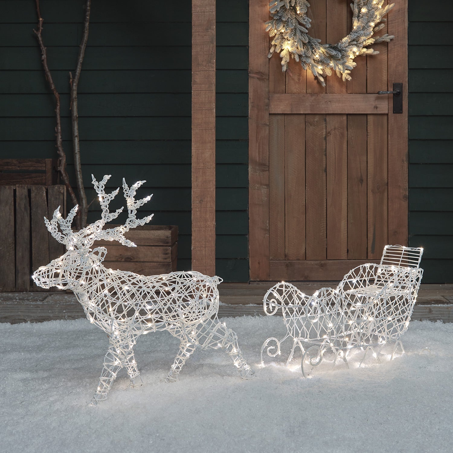 70cm Arkendale Dual LED Battery Operated Outdoor Reindeer & Sleigh