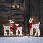 57cm Snowy Reindeer Family with Christmas Scarves LED 2D Figures