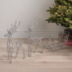 Set of 2 Beaded Micro Reindeer & Sleigh