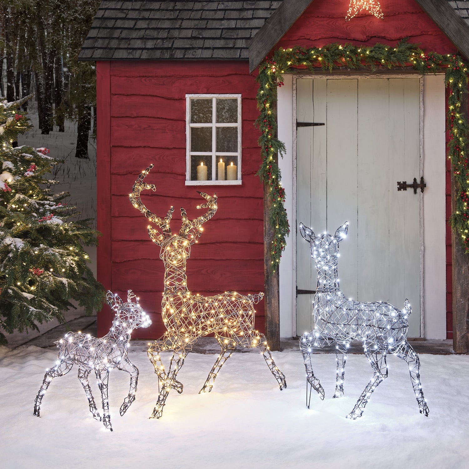 88cm Dual LED Studley Rattan Doe Light Up Reindeer