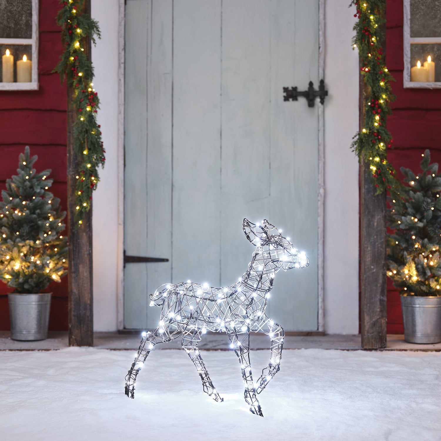 60cm Dual LED Studley Rattan Fawn Light Up Reindeer