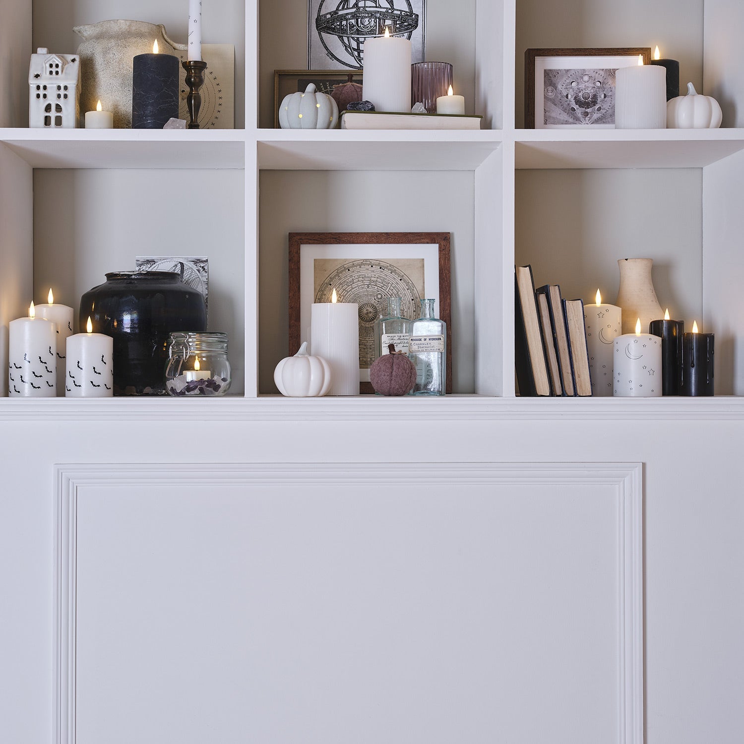 4 TruGlow® Black Dripping Wax LED Slim Pillar Candles