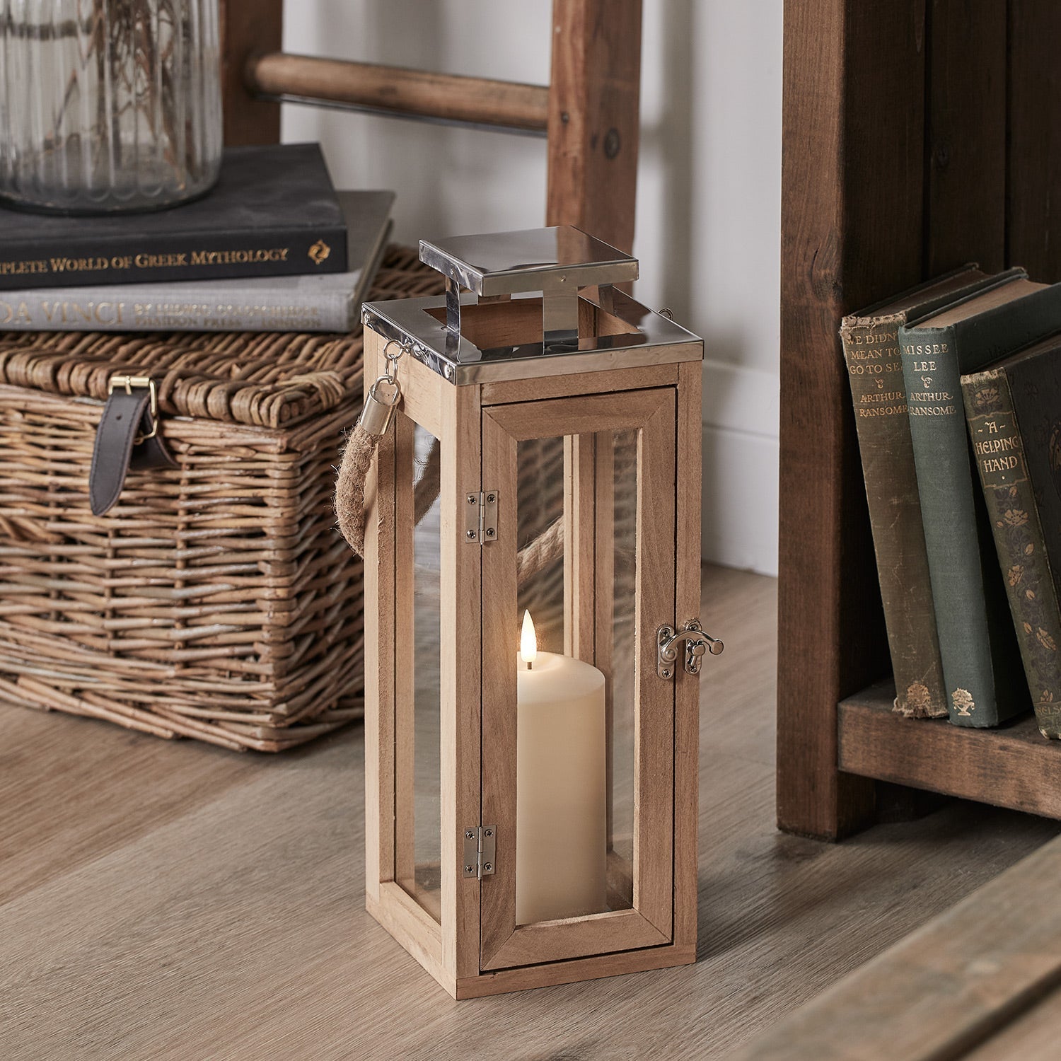 Salcombe Wooden Lantern Duo with TruGlow® Candles